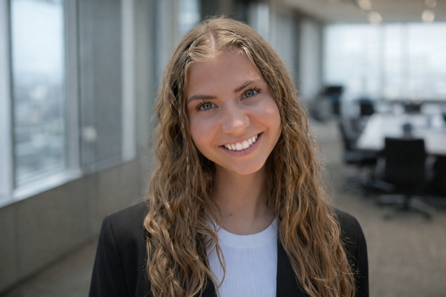 Mary Gallup, professional ASL interpreter, smiling in a professional setting
